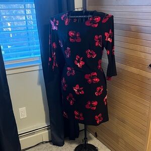 Tommy Hilfiger Black Dress with Red Floral Pattern